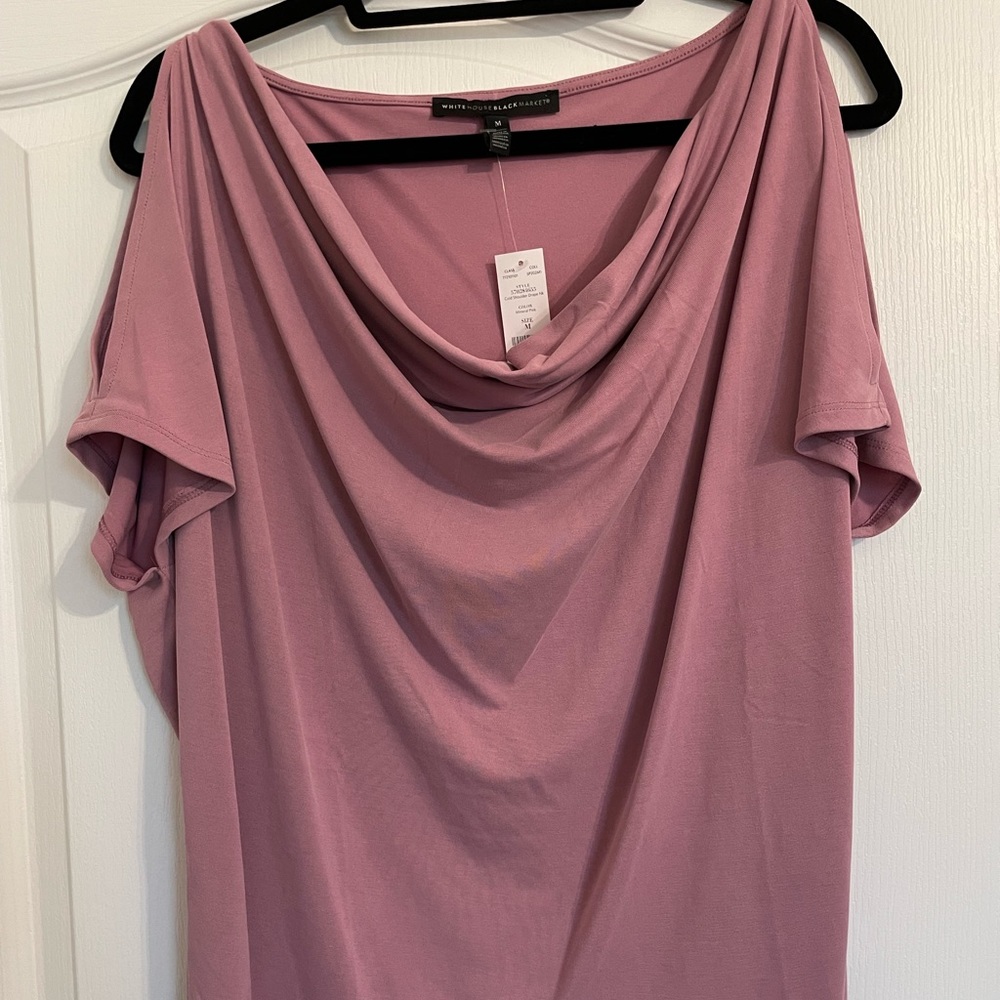 WHBM NWT - Mineral pink cold shoulder drape neck shirt - Size M